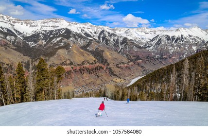 Downhill Skiing In Telluride, Colorado, USA