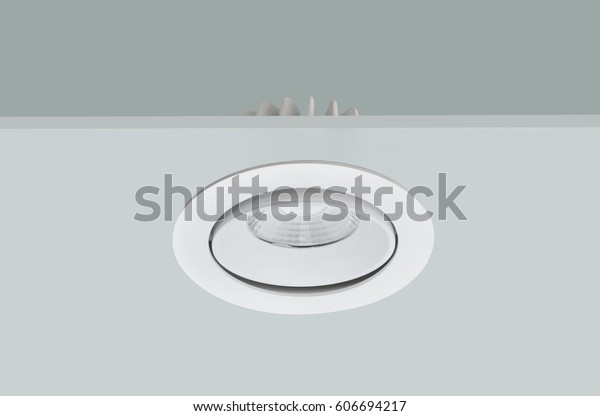 Downlight Ceiling Light Installed On Gray Royalty Free