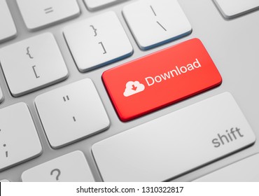 Download key on a white keyboard closeup. Concept image. Download button
 - Shutterstock ID 1310322817