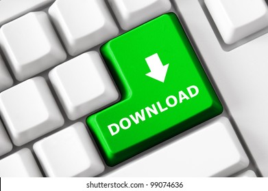 Download text and arrow down symbols on the modern keyboard. Concept - Powered by Shutterstock