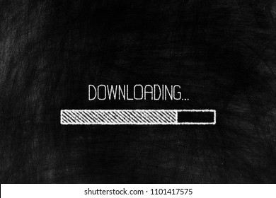 Downloading Bar in Chalk Drawing Style on Grunge Chalkboard Background.