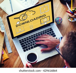 Downloading Computer Storage Cloud Technology Concept