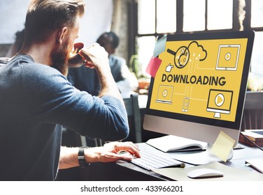 Downloading Computer Storage Cloud Technology Concept