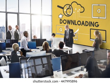 Downloading Computer Storage Cloud Technology Concept