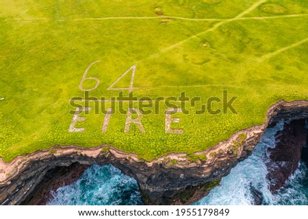 Downpatrick Head Mayo Ireland, amazing scenery aerial drone landscape image on Eire sign Irish landmark 