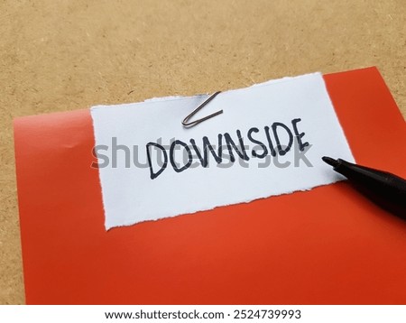 Downside writting on table background.