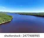 Downstream aerial view of the Ottawa River near Petawawa, Ontario