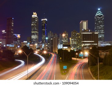 Downtown Atlanta, Georgia From Above Freedom Parkway.