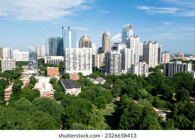 Downtown Atlanta on a sunny day from Piedmont Park, Georgia, USA - Powered by Shutterstock