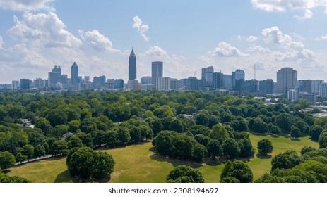 The downtown Atlanta skyline from above Piedmont Park - Shutterstock ID 2308194697
