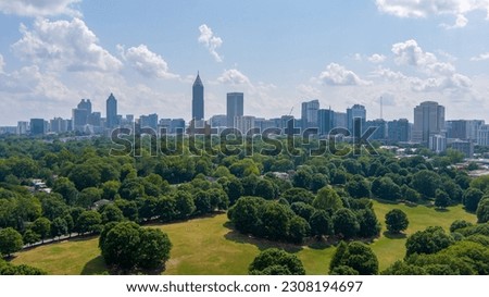 The downtown Atlanta skyline from above Piedmont Park