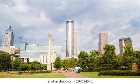 Downtown Atlanta Skyline As Seen From Centennial Olympic Park