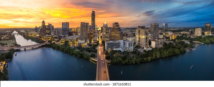 Downtown Austin Texas With Capital And Riverfront