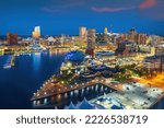 Downtown Baltiimore city skyline cityscape of Maryland in USA