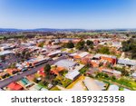 Downtown of Bathurst city - rural regional centre in Central west of NSW, Australia - aerial view.