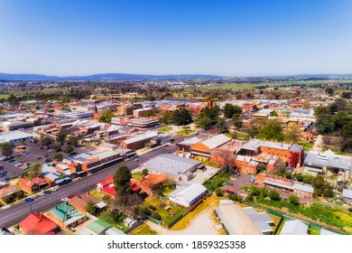 Downtown Of Bathurst City - Rural Regional Centre In Central West Of NSW, Australia - Aerial View.