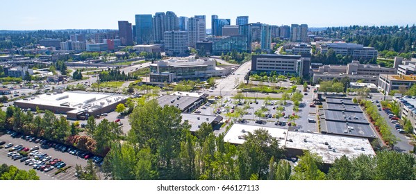 Downtown Bellevue, Washington USA Aerial Shot Skyscrapers