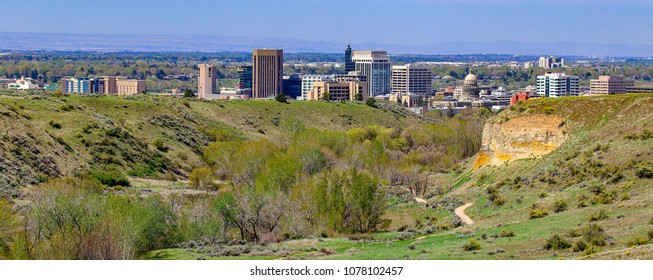 downtown Boise, Idaho and the Boise Foothills