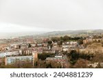 Downtown of Bristol, view from the Top Cabot Tower, England. Evening of an overcast day