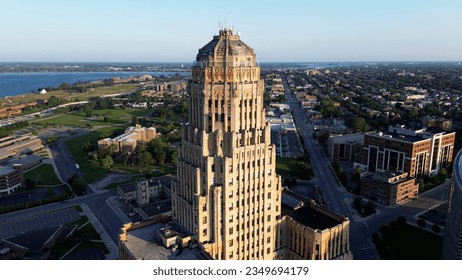 Downtown Buffalo NY aerial scenery