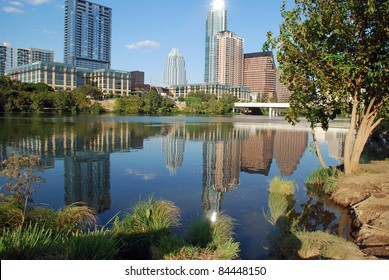 Downtown Buildings Austin Texas Seen From Auditorium Shores