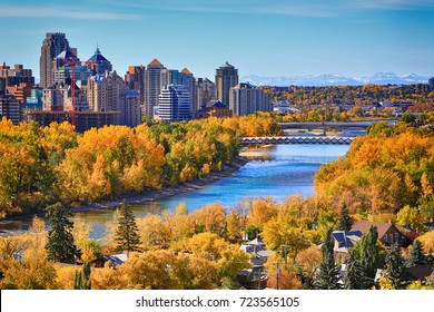 Downtown. Calgary. Alberta. Canada. Sept 27 2017.  Calgary downtown in Autumn color.