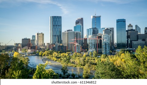 Downtown Calgary skyline on a summer morning, Alberta, Canada