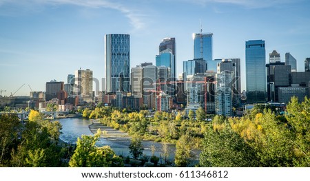 Downtown Calgary skyline on a summer morning, Alberta, Canada