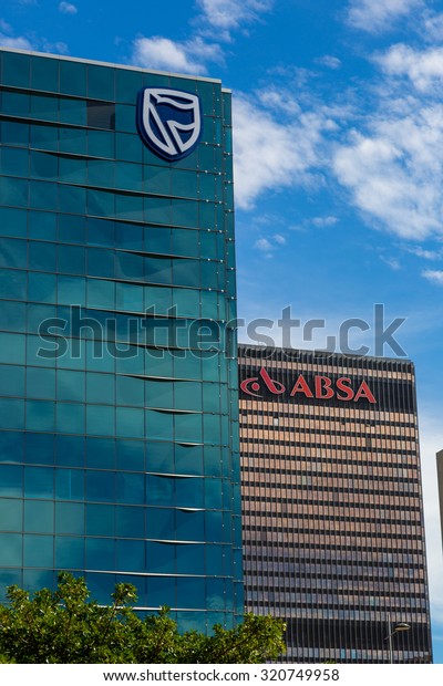 DOWNTOWN CAPE TOWN - APRIL\
22, 2015: Standard and Absa bank buldings in down town Cape Town in\
South Africa