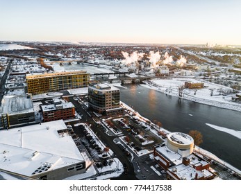 Downtown Cedar Rapids Drone Shot