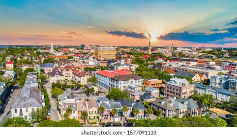 Downtown Charleston South Carolina Skyline Aerial