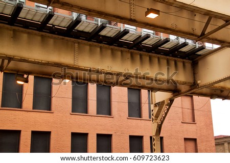 Downtown Chicago Elevated (El) Train Transportation System as seen from Lake Street