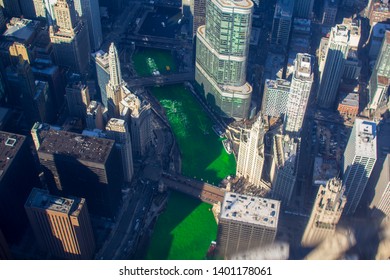 Downtown Chicago River Dye For St. Patrick's Day