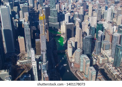 Downtown Chicago River Dye For St. Patrick's Day