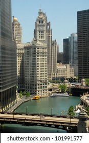 Downtown Chicago Waterfront and High Rise Buildings, Illinois USA