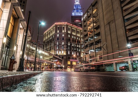 Downtown Cleveland Ohio In The Entertainment District. Stock photo © 