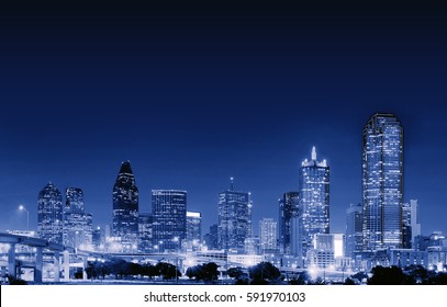 Downtown Dallas At Night, Texas, USA