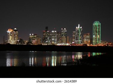 Downtown Dallas, Texas At Night.