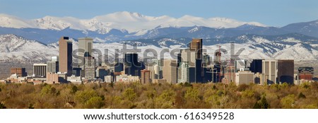 Downtown of Denver, Colorado with mountains in the background. To see similar photos, please check my DENVER, CO folder