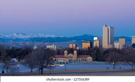 Downtown Denver Winter Skyline From City Park