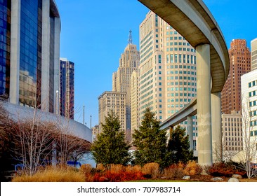 Downtown Detroit Monorail Mas Transit For Tourism And Commute