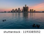 Downtown Detroit skyline from Windsor riverfront at dawn (ON, Canada)