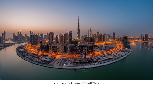 DOWNTOWN DUBAI, UAE - Feb 11: Burj Khalifa, the tallest skyscraper in the world standing at 829.8m in Dubai on Feb 11,2014. Construction began in 2004 and officially opened in 2010. Shot at Blue hour.