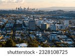 Downtown Glendale, California at Sunset with Downtown Los Angeles in the background