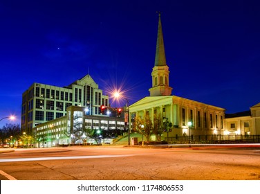 Downtown Greenville South Carolina SC At Night.