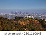 Downtown LA and Griffith Observatory, Griffith Park, Los Angeles, California, USA