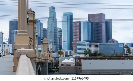 Downtown Los Angeles Bridge, Street Lamps, California, USA	