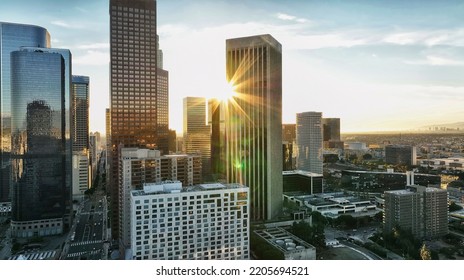 Downtown Los Angeles California. Los Angeles aerial view, business centre of the city, sunset. - Shutterstock ID 2205694521