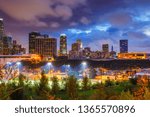 Downtown of Los Angeles at night, CA, USA