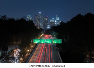 Downtown Los Angeles Over Freeway Traffic
